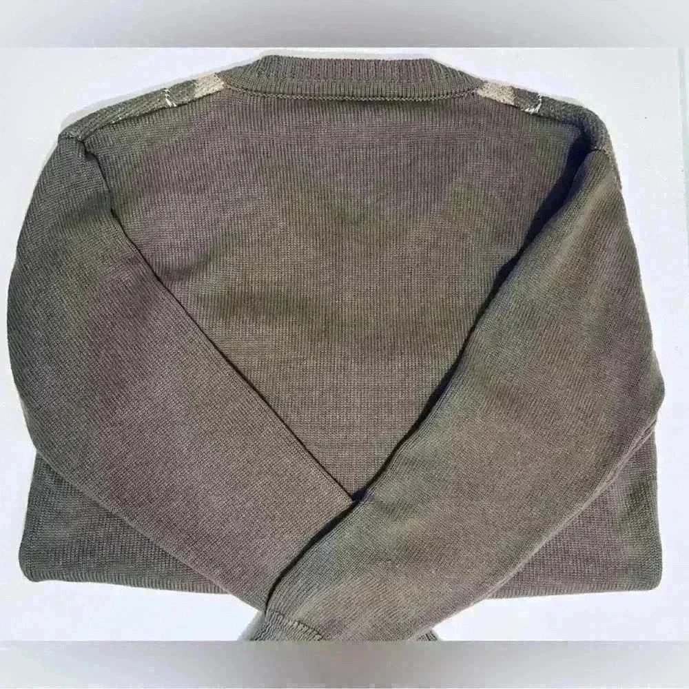 Argyle V-Neck Sweater, Brown, Women’s Size Medium, Baggy Fit, Karwuiio - Picture 6 of 12